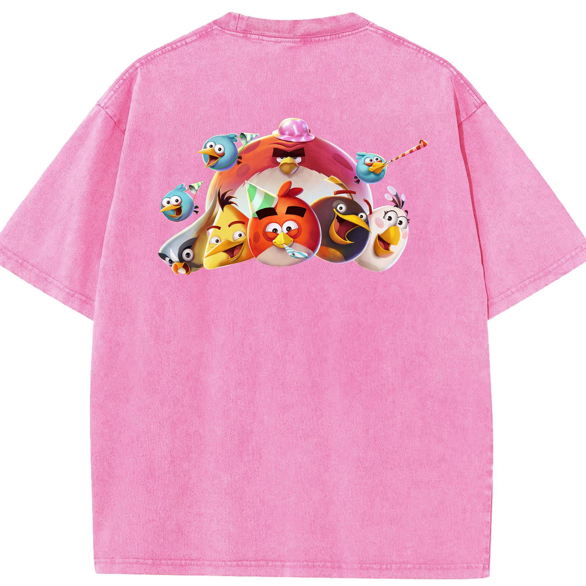 （画像用） Angry Birds アングリーバード 綿100% ヴィンテージ風 半袖Tシャツ（背面プリント）